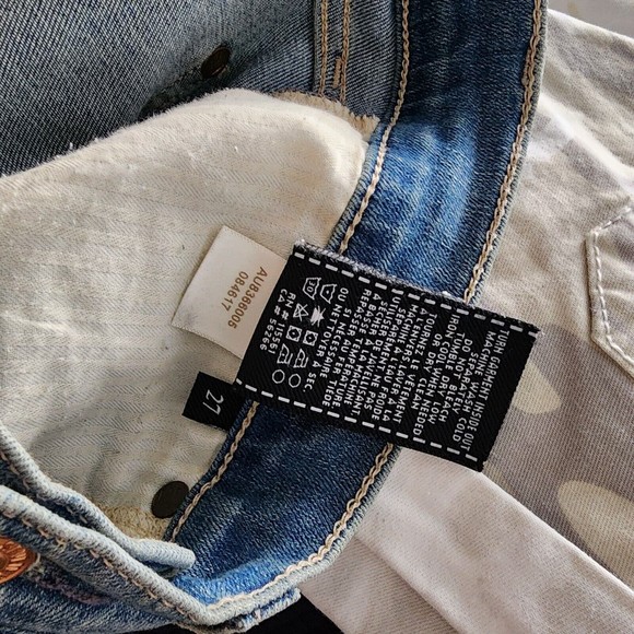 7 for All Mankind the Ankles Skinny Jean Frayed Cutoff Hem in Bright Palms Sz 27 - Picture 5 of 9